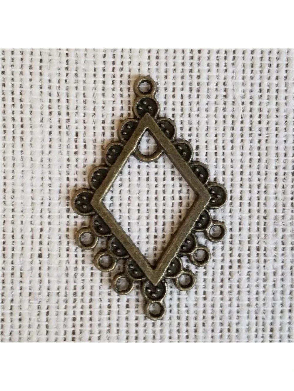 Antiqued Brass Diamond Rhombus Chandelier Earring Findings Art Deco Dotted 2 pcs